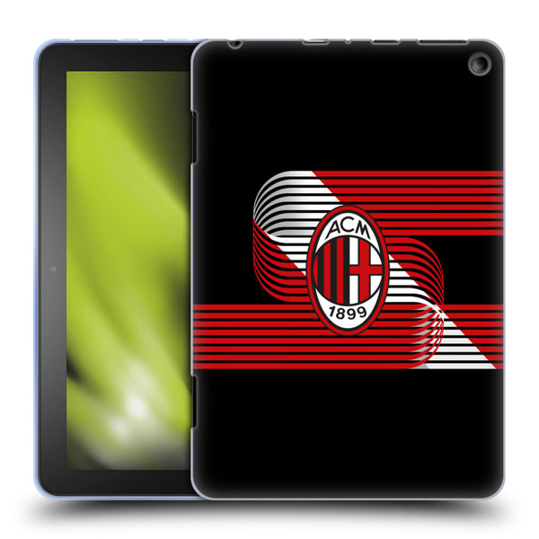 AC Milan Crest Patterns Diagonal Soft Gel Case for Amazon Fire HD 8/Fire HD 8 Plus 2020
