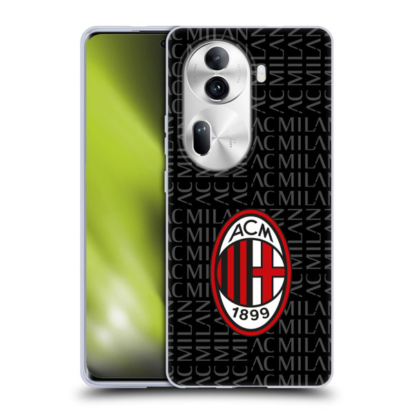 AC Milan Crest Patterns Red And Grey Soft Gel Case for OPPO Reno11 Pro