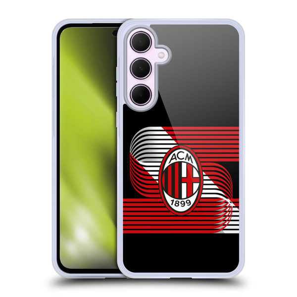 AC Milan Crest Patterns Diagonal Soft Gel Case for Samsung Galaxy A35 5G