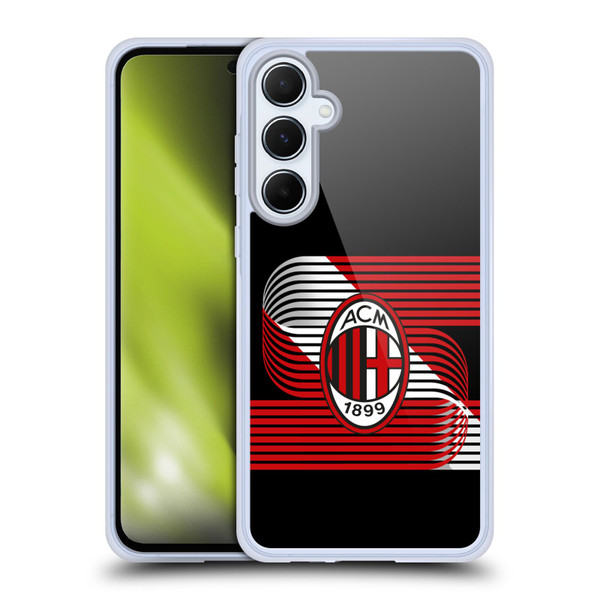 AC Milan Crest Patterns Diagonal Soft Gel Case for Samsung Galaxy A55 5G