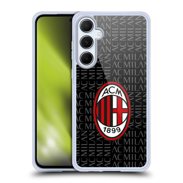 AC Milan Crest Patterns Red And Grey Soft Gel Case for Samsung Galaxy A55 5G