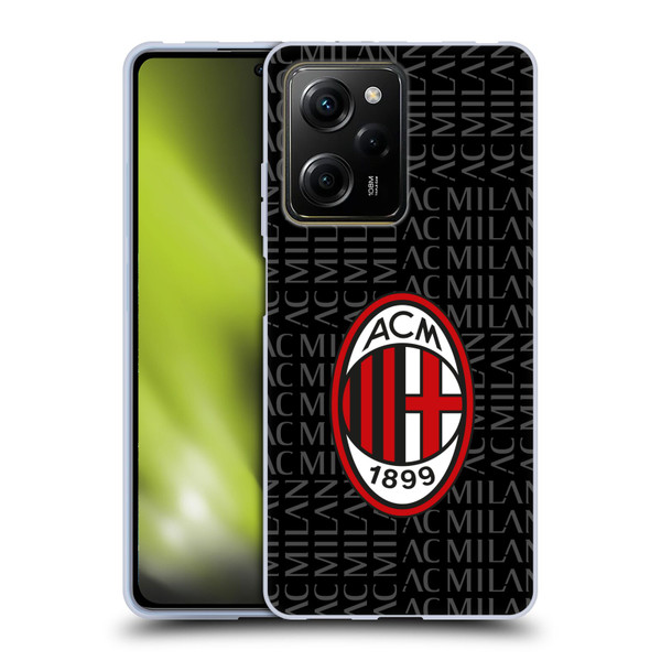 AC Milan Crest Patterns Red And Grey Soft Gel Case for Xiaomi Redmi Note 12 Pro 5G