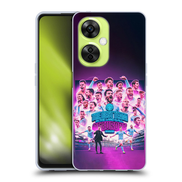 Manchester City Man City FC 2023 Champions of Europe Team Graphics Soft Gel Case for OnePlus Nord CE 3 Lite 5G