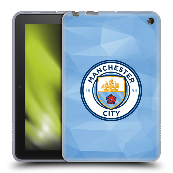 Manchester City Man City FC Badge Geometric Blue Full Colour Soft Gel Case for Amazon Fire 7 2022