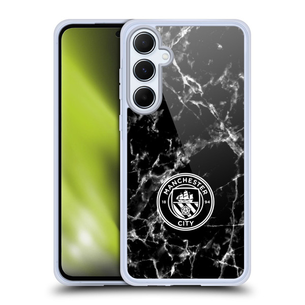 Manchester City Man City FC Marble Badge Black White Mono Soft Gel Case for Samsung Galaxy A55 5G