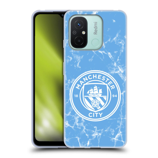 Manchester City Man City FC Marble Badge Blue White Mono Soft Gel Case for Xiaomi Redmi 12C