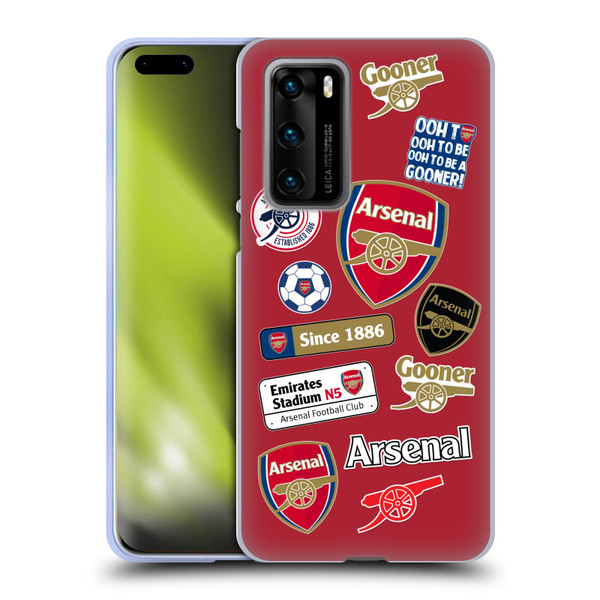 Arsenal FC Logos Collage Soft Gel Case for Huawei P40 5G
