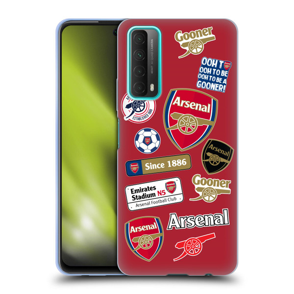 Arsenal FC Logos Collage Soft Gel Case for Huawei P Smart (2021)