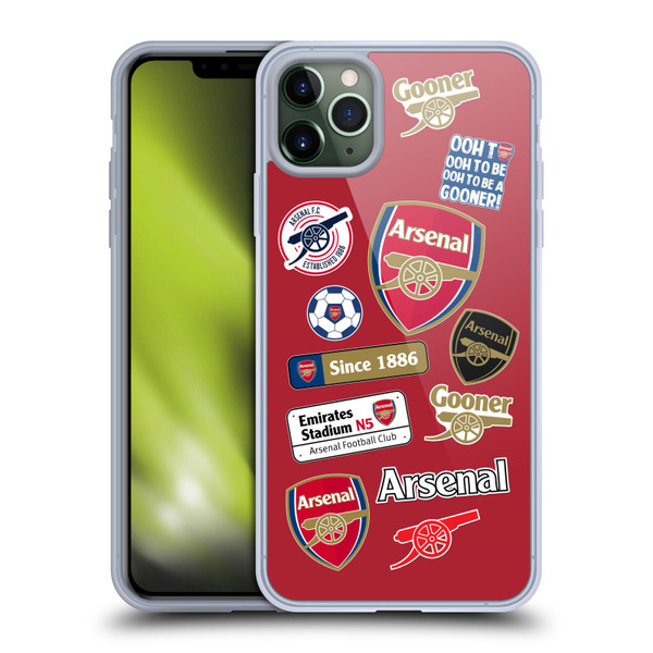 Arsenal FC Logos Collage Soft Gel Case for Apple iPhone 11 Pro Max & MagSafe