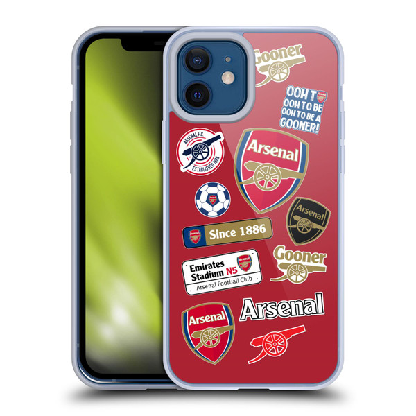 Arsenal FC Logos Collage Soft Gel Case for Apple iPhone 12 / iPhone 12 Pro & MagSafe