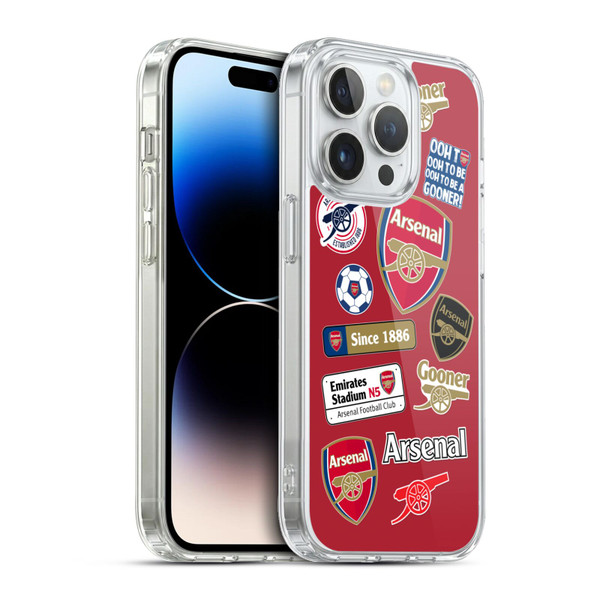 Arsenal FC Logos Collage Soft Gel Case for Apple iPhone 13 Pro & MagSafe