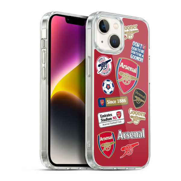 Arsenal FC Logos Collage Soft Gel Case for Apple iPhone 14