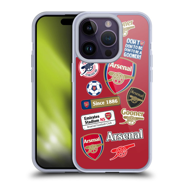 Arsenal FC Logos Collage Soft Gel Case for Apple iPhone 14 Pro