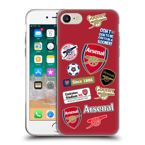 Arsenal FC Logos Collage Soft Gel Case for Apple iPhone 7 / 8 / SE 2020 & 2022