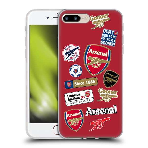 Arsenal FC Logos Collage Soft Gel Case for Apple iPhone 7 Plus / iPhone 8 Plus