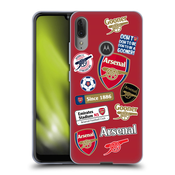 Arsenal FC Logos Collage Soft Gel Case for Motorola Moto E6 Plus