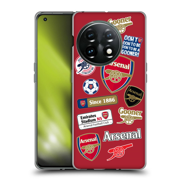 Arsenal FC Logos Collage Soft Gel Case for OnePlus 11 5G