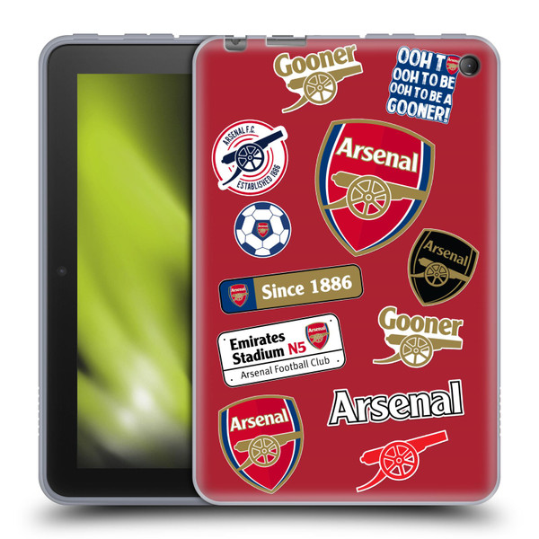 Arsenal FC Logos Collage Soft Gel Case for Amazon Fire 7 2022