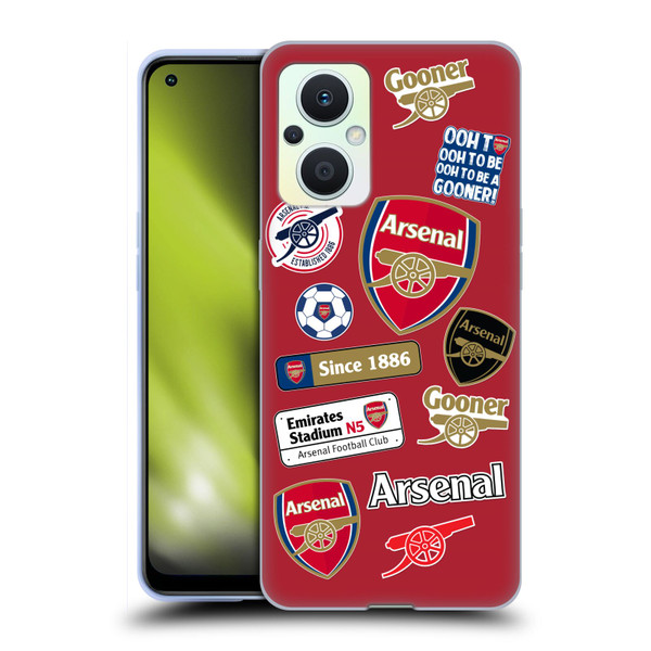 Arsenal FC Logos Collage Soft Gel Case for OPPO Reno8 Lite