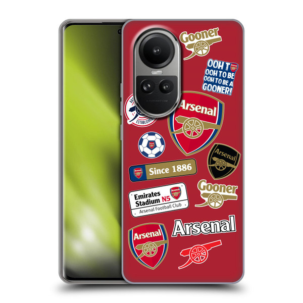 Arsenal FC Logos Collage Soft Gel Case for OPPO Reno10 5G / Reno10 Pro 5G