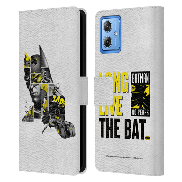 Batman DC Comics 80th Anniversary Collage Leather Book Wallet Case Cover For Motorola Moto G54 5G