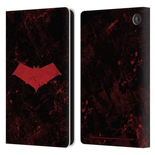 Batman DC Comics Red Hood Logo Grunge Leather Book Wallet Case Cover For Amazon Fire 7 2022