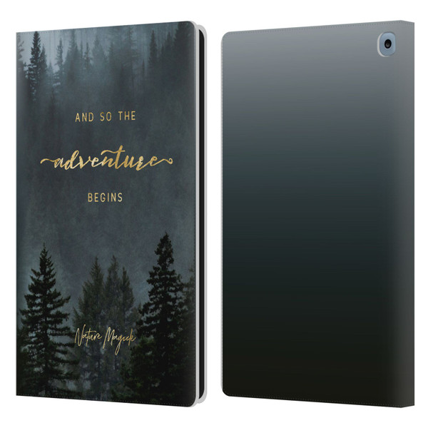 Nature Magick So The Adventure Begins Quote Trees Leather Book Wallet Case Cover For Amazon Fire HD 10 (2021)