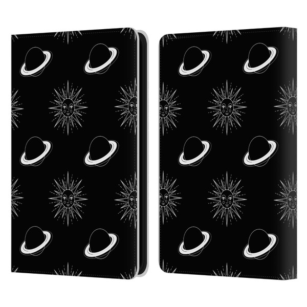 Haroulita Celestial Black And White Planet And Sun Leather Book Wallet Case Cover For Amazon Kindle 11th Gen 6in 2022