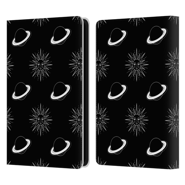 Haroulita Celestial Black And White Planet And Sun Leather Book Wallet Case Cover For Amazon Kindle Paperwhite 5 (2021)