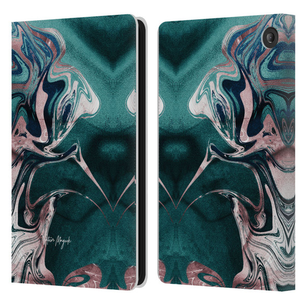 Nature Magick Luxe Gold Marble Metallic Teal Leather Book Wallet Case Cover For Amazon Fire 7 2022