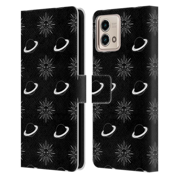 Haroulita Celestial Black And White Planet And Sun Leather Book Wallet Case Cover For Motorola Moto G Stylus 5G 2023