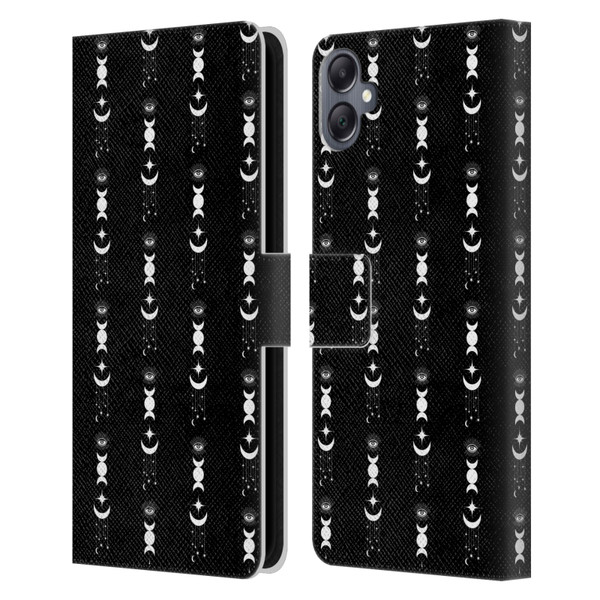 Haroulita Celestial Black And White Moon Leather Book Wallet Case Cover For Samsung Galaxy A05