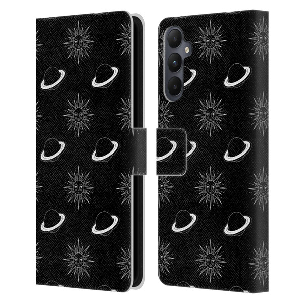 Haroulita Celestial Black And White Planet And Sun Leather Book Wallet Case Cover For Samsung Galaxy A05s