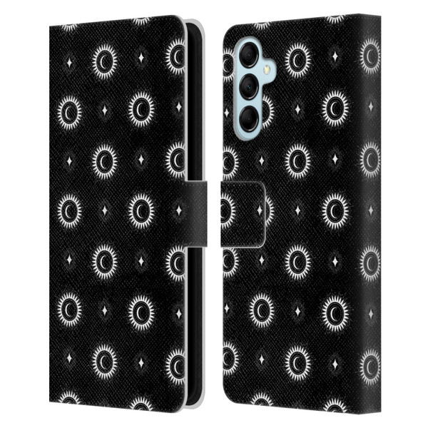 Haroulita Celestial Black And White Sun And Moon Leather Book Wallet Case Cover For Samsung Galaxy M14 5G