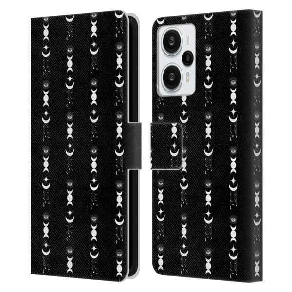 Haroulita Celestial Black And White Moon Leather Book Wallet Case Cover For Xiaomi Redmi Note 12T