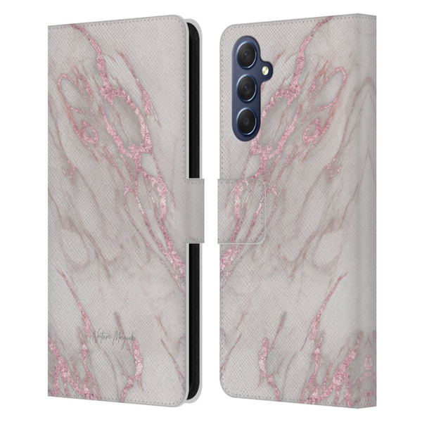 Nature Magick Marble Metallics Pink Leather Book Wallet Case Cover For Samsung Galaxy M54 5G
