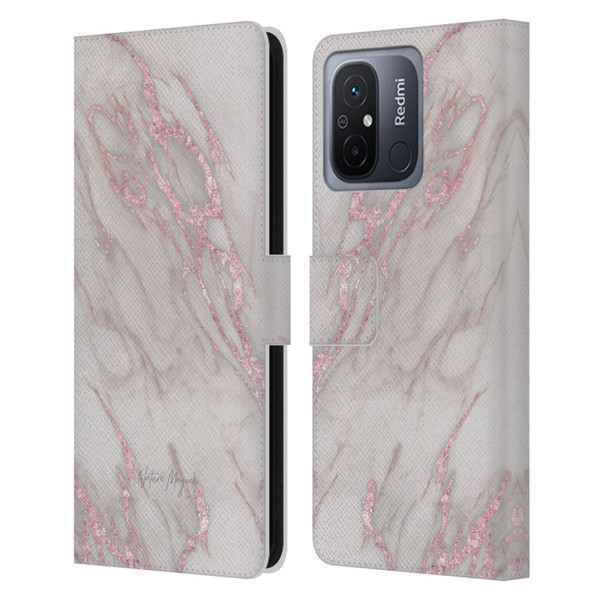 Nature Magick Marble Metallics Pink Leather Book Wallet Case Cover For Xiaomi Redmi 12C