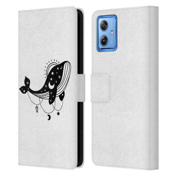 Haroulita Celestial Tattoo Whale Leather Book Wallet Case Cover For Motorola Moto G54 5G
