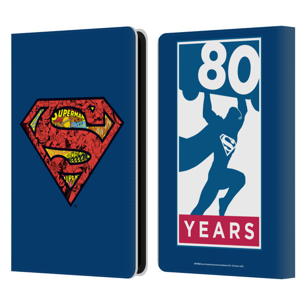Superman DC Comics 80th Anniversary Logo Leather Book Wallet Case Cover For Amazon Kindle Paperwhite 5 (2021)
