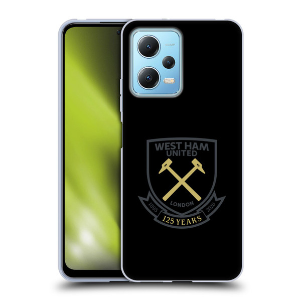 West Ham United FC 125 Year Anniversary Black Claret Crest Soft Gel Case for Xiaomi Redmi Note 12 5G