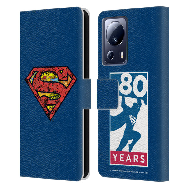 Superman DC Comics 80th Anniversary Logo Leather Book Wallet Case Cover For Xiaomi 13 Lite 5G