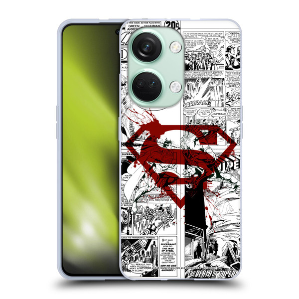 Superman DC Comics Comicbook Art Red Logo Splatter Soft Gel Case for OnePlus Nord 3 5G