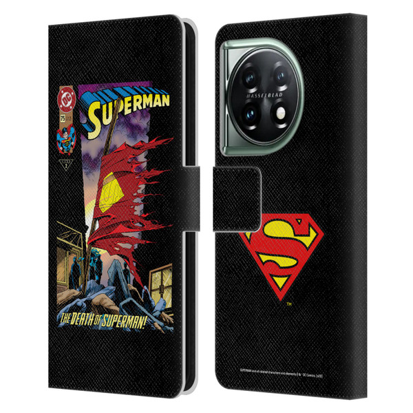 Superman DC Comics Famous Comic Book Covers Death Leather Book Wallet Case Cover For OnePlus 11 5G