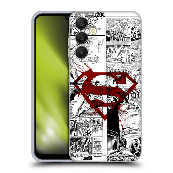Superman DC Comics Comicbook Art Red Logo Splatter Soft Gel Case for Samsung Galaxy A25 5G