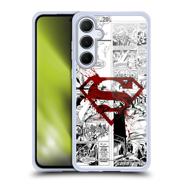Superman DC Comics Comicbook Art Red Logo Splatter Soft Gel Case for Samsung Galaxy A55 5G