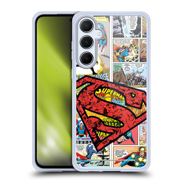 Superman DC Comics Comicbook Art Oversized Logo Soft Gel Case for Samsung Galaxy A55 5G