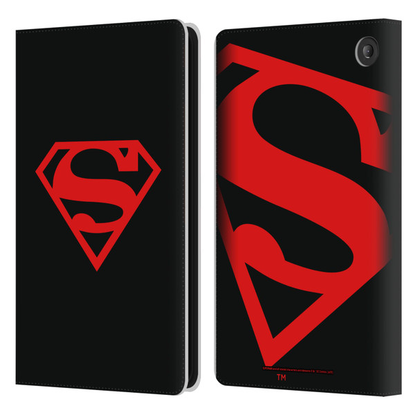 Superman DC Comics Logos Black And Red Leather Book Wallet Case Cover For Amazon Fire 7 2022