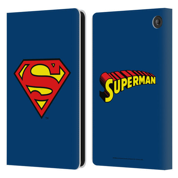 Superman DC Comics Logos Classic Leather Book Wallet Case Cover For Amazon Fire 7 2022
