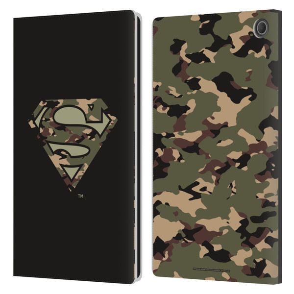 Superman DC Comics Logos Camouflage Leather Book Wallet Case Cover For Amazon Fire Max 11 2023