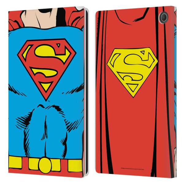 Superman DC Comics Logos Classic Costume Leather Book Wallet Case Cover For Amazon Fire Max 11 2023